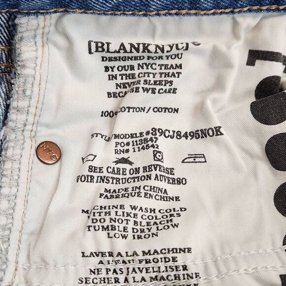 Blank NYC Blue Denim Distressed Cut Off Shorts Size 27 Waist (4658) - Picture 4 of 6